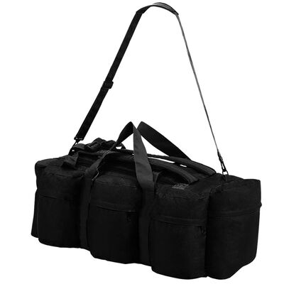 vidaXL 3-in-1 Army-Style Duffel Bag 45 L Black, black vidaXL 3-in-1 Army-Style Duffel Bag 45 L Black