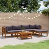 vidaXL 6 Piece Garden Lounge Set with Cushion Solid Acacia Wood