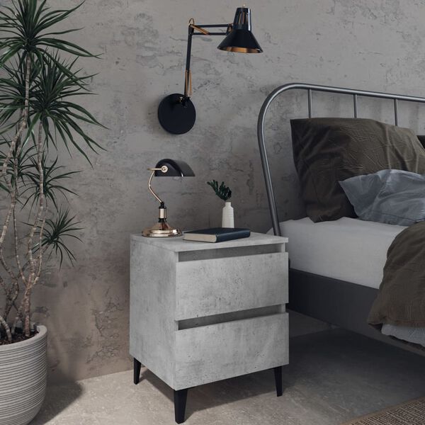 vidaXL Bed Cabinets 2 pcs Concrete Grey 40x35x50 cm Engineered Wood