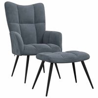 vidaXL Relaxing Chair with a Stool Dark Grey Velvet