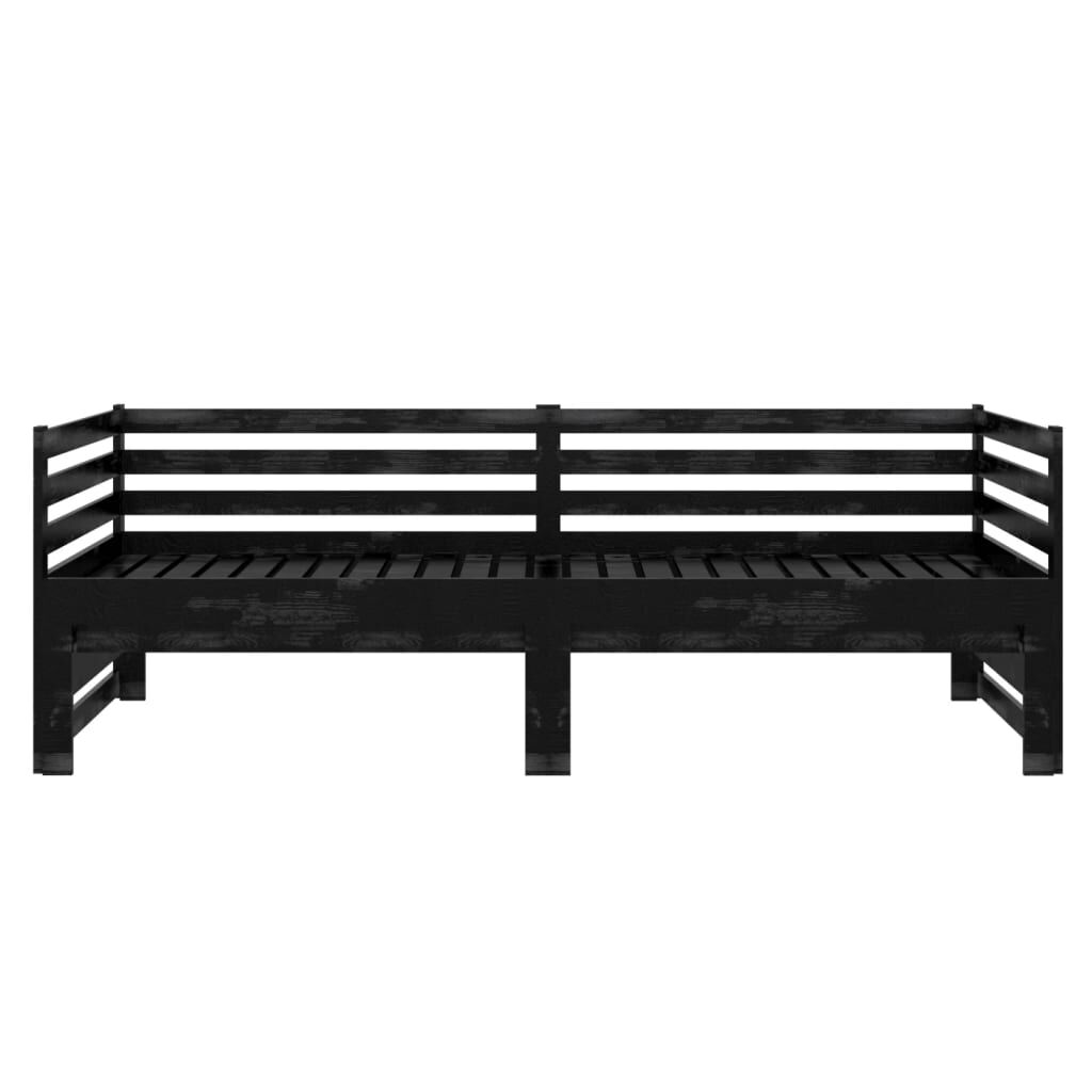 vidaXL Pull-out Day Bed without Mattress Black 2x(90x200)cm