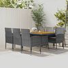vidaXL 7 Piece Outdoor Dining Set Poly Rattan Grey