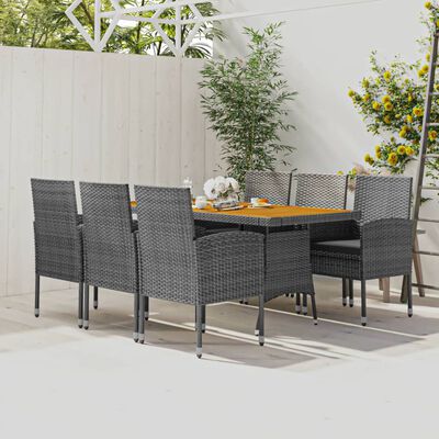 vidaXL 7 Piece Outdoor Dining Set Poly Rattan Grey, grey vidaXL 7 Piece Outdoor Dining Set Poly Rattan Grey