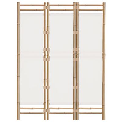 vidaXL Folding 3-Panel Room Divider 120 cm Bamboo and Canvas, cream white vidaXL Folding 3-Panel Room Divider 120 cm Bamboo and Canvas