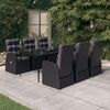 vidaXL 7 Piece Garden Dining Set with Cushions Black