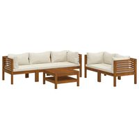 vidaXL 6 Piece Garden Lounge Set with Cream Cushion Solid Acacia Wood, cream vidaXL 6 Piece Garden Lounge Set with Cream Cushion Solid Acacia Wood