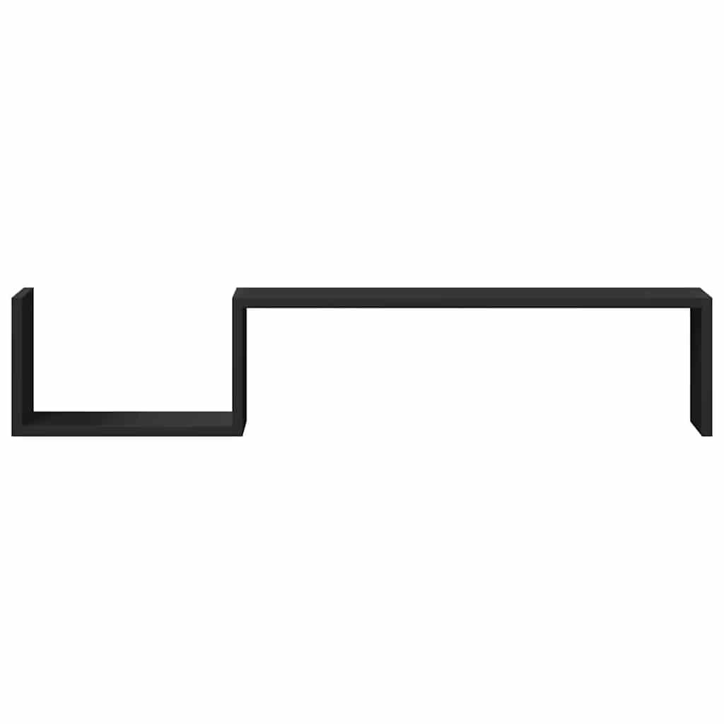 vidaXL Wall Shelf 2 pcs Black 100x15x20 cm Engineered Wood