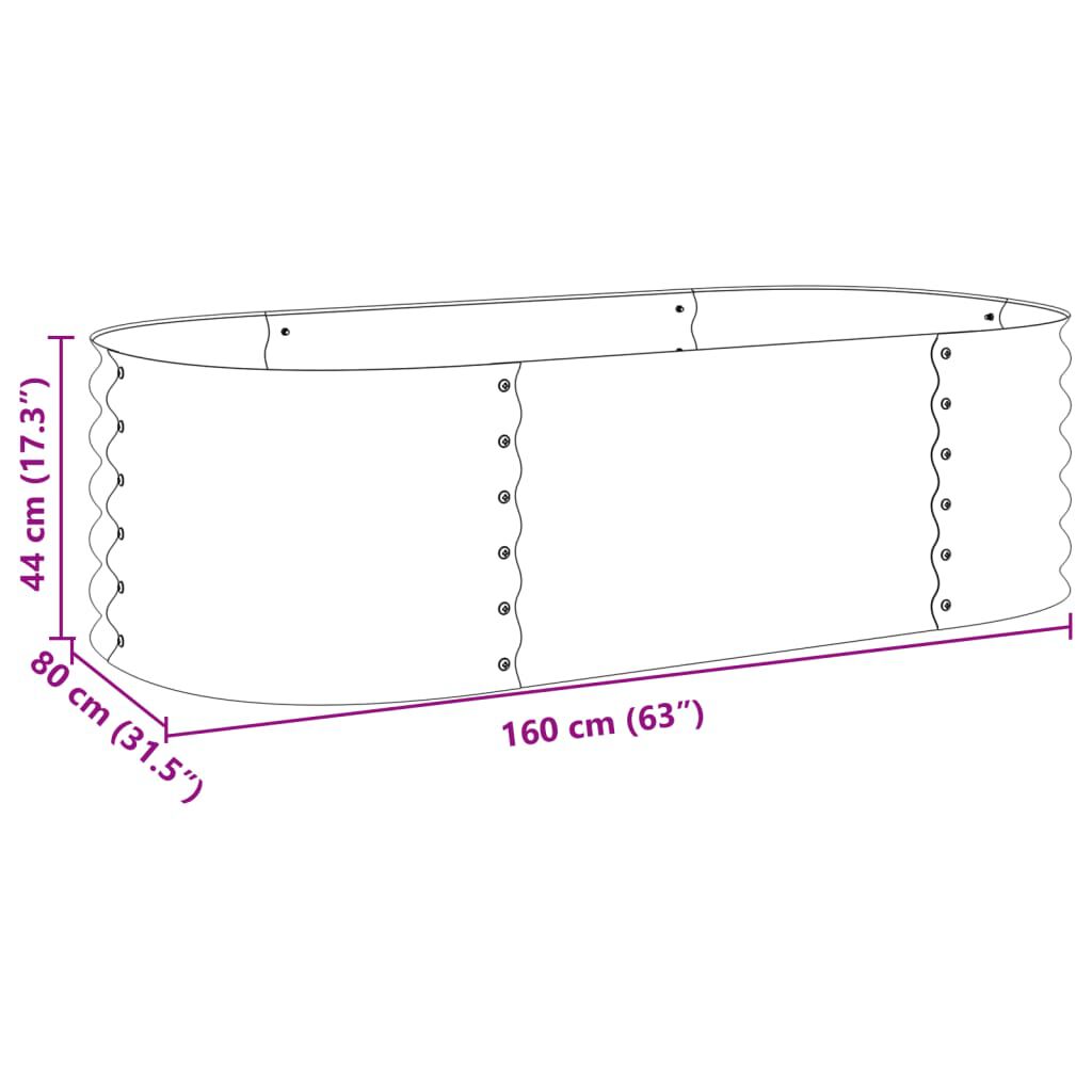vidaXL Garden Raised Bed 160x80x44 cm Galvanised Steel Grey