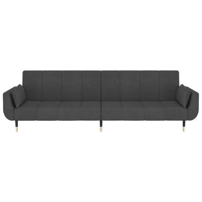 vidaXL 2-Seater Sofa Bed with Two Pillows Dark Grey Velvet