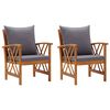 vidaXL Garden Chairs with Cushions 2 pcs Solid Acacia Wood