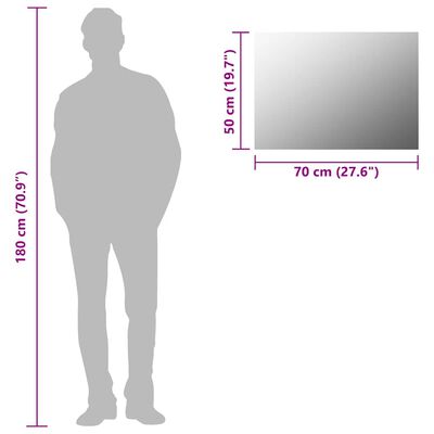 vidaXL Frameless Mirror 70x50 cm Glass,  vidaXL Frameless Mirror 70x50 cm Glass