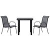 vidaXL 3 Piece Garden Dining Set Black Steel and Textilene