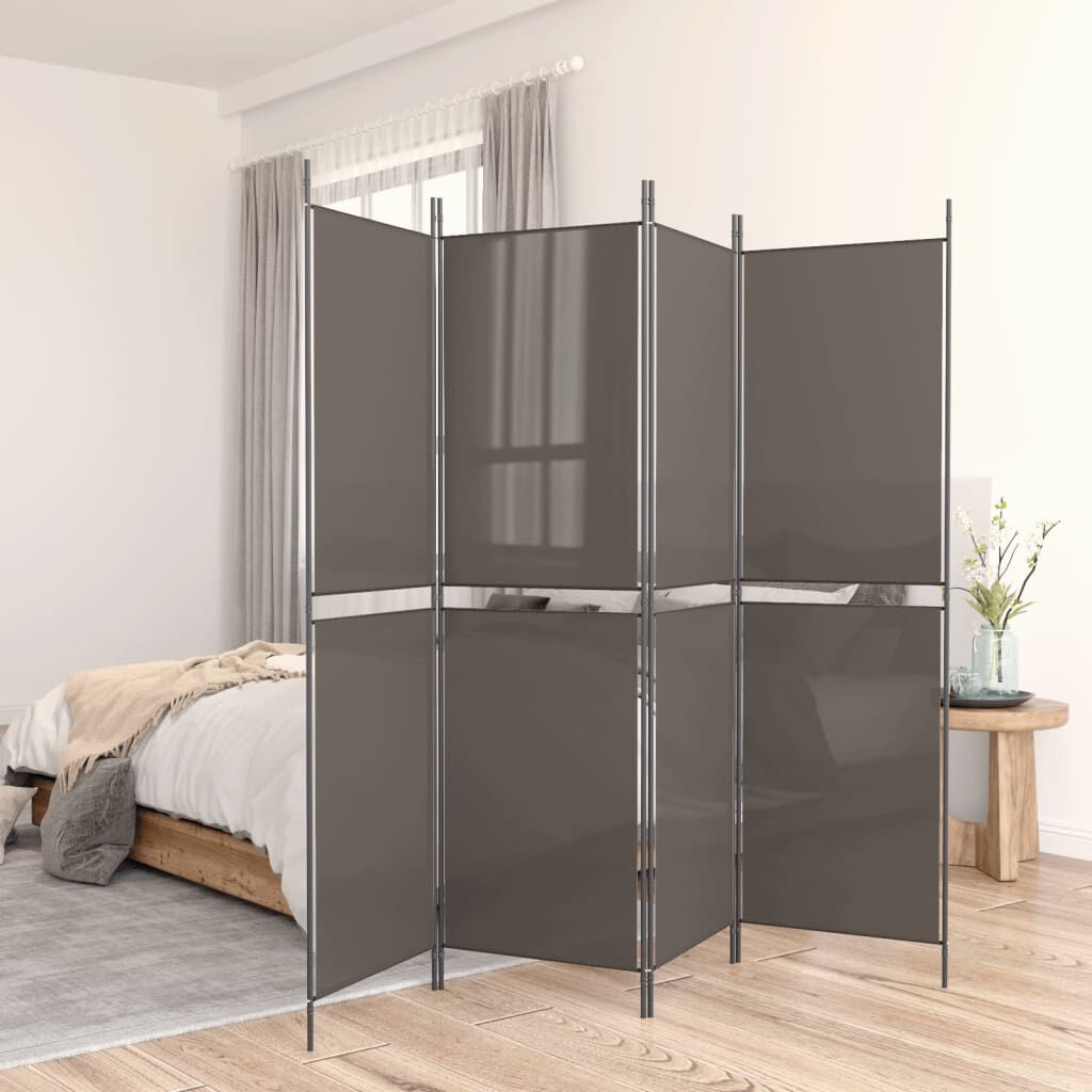 vidaXL 4-Panel Room Divider Anthracite 200x200 cm Fabric