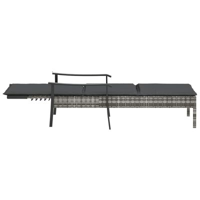 vidaXL Sun Lounger with Cushion Grey Poly Rattan,  vidaXL Sun Lounger with Cushion Grey Poly Rattan