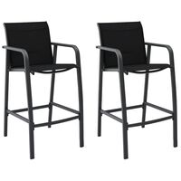 vidaXL Garden Bar Chairs 2 pcs Black Textilene, black vidaXL Garden Bar Chairs 2 pcs Black Textilene