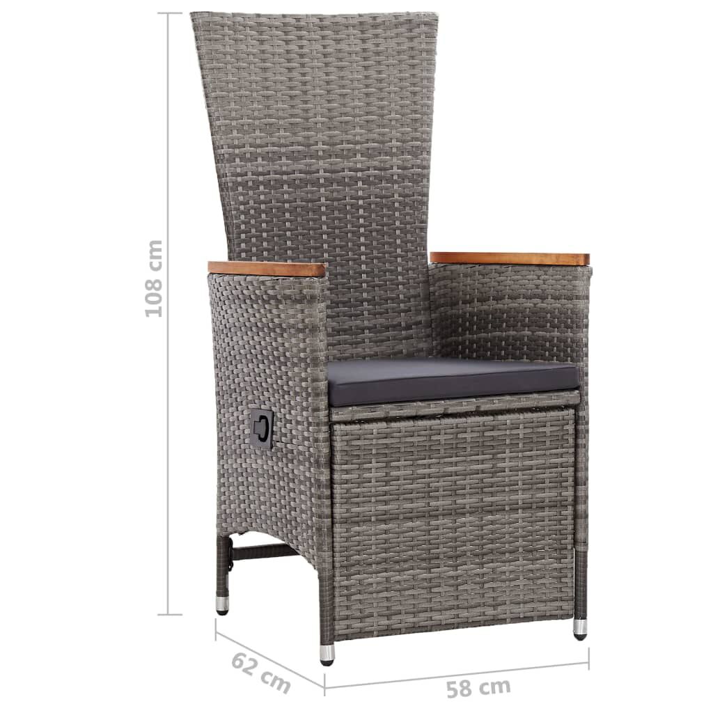 vidaXL 7 Piece Outdoor Dining Set with Cushions Poly Rattan Grey