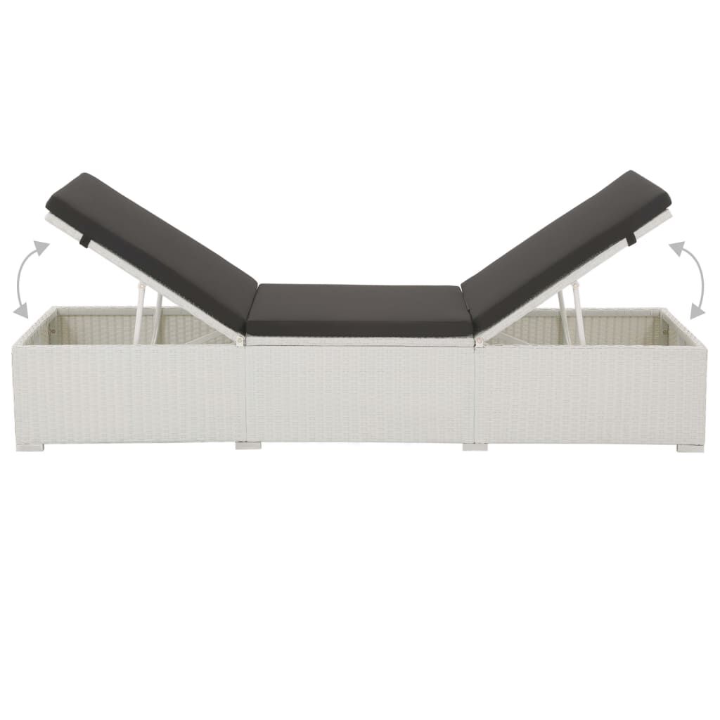 vidaXL Sun Lounger with Cushion Poly Rattan White