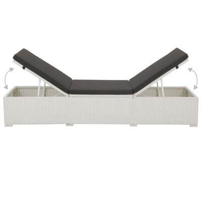 vidaXL Sun Lounger with Cushion Poly Rattan White,  vidaXL Sun Lounger with Cushion Poly Rattan White