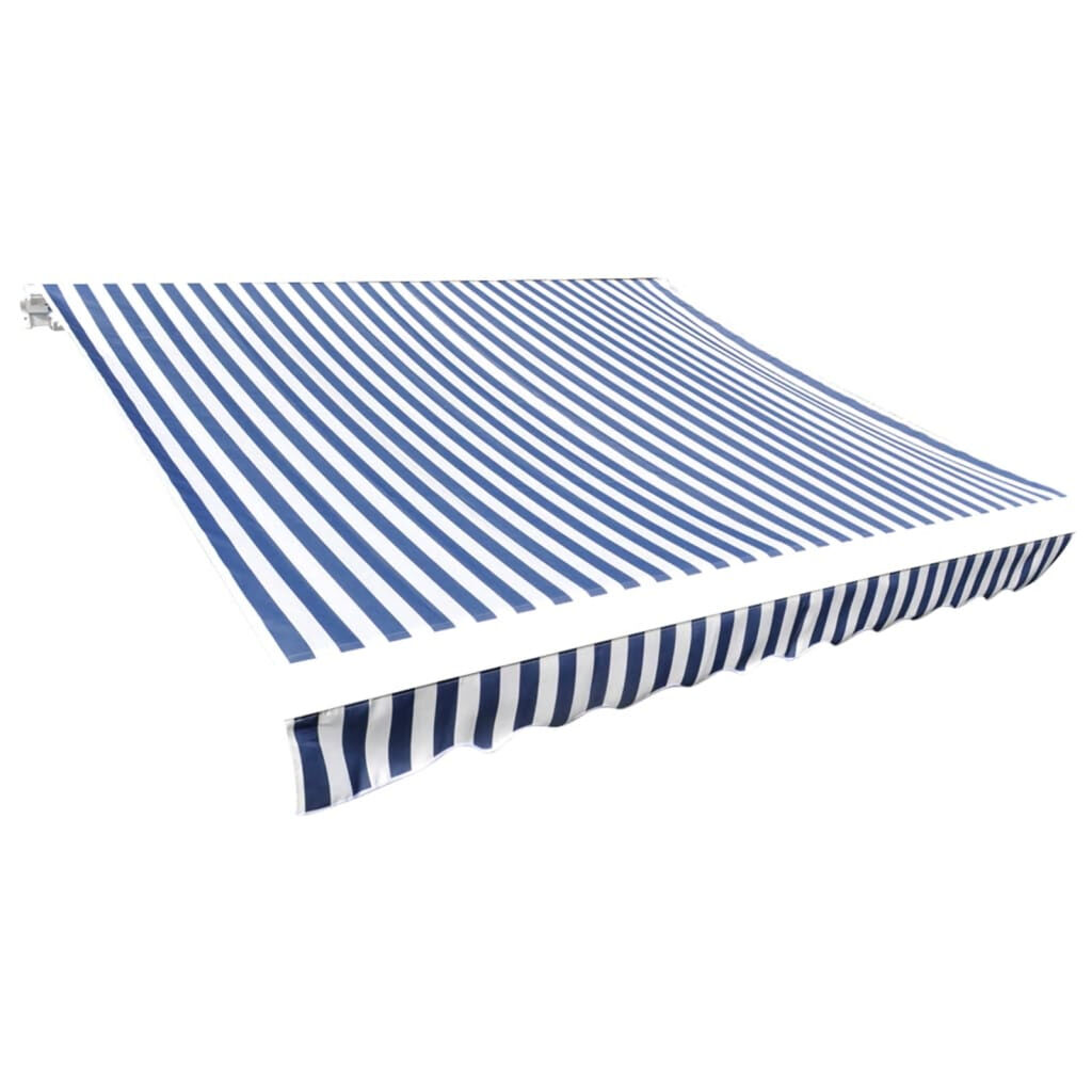 vidaXL Awning Top Sunshade Canvas Blue & White 350x250 cm