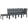 vidaXL 4 Piece Garden Lounge Set Black and Grey Poly Rattan