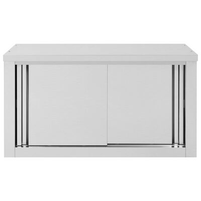 vidaXL Kitchen Wall Cabinet with Sliding Doors 90x40x50 cm Stainless Steel,  vidaXL Kitchen Wall Cabinet with Sliding Doors 90x40x50 cm Stainless Steel