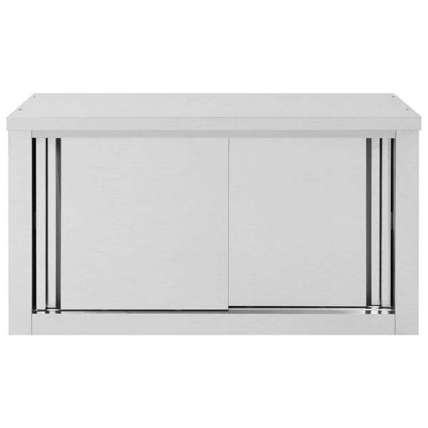 vidaXL Kitchen Wall Cabinet with Sliding Doors 90x40x50 cm Stainless Steel