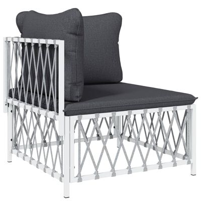 vidaXL 4 Piece Garden Lounge Set with Cushions White Steel, white vidaXL 4 Piece Garden Lounge Set with Cushions White Steel