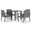 vidaXL 5 Piece Garden Dining Set Poly Rattan Grey