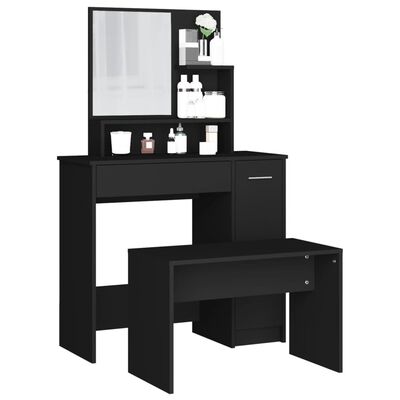 vidaXL Dressing Table Set Black 86.5x35x136 cm, black vidaXL Dressing Table Set Black 86.5x35x136 cm