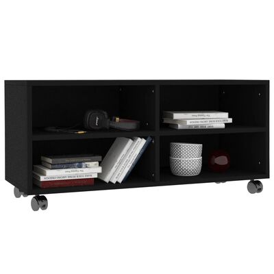 vidaXL TV Cabinet with Castors Black 90x35x35 cm Engineered Wood, black vidaXL TV Cabinet with Castors Black 90x35x35 cm Engineered Wood