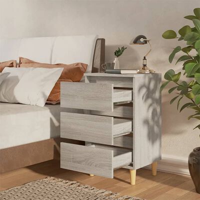 vidaXL Bed Cabinets with Solid Wood Legs 2 pcs Grey Sonoma 40x35x69 cm, grey sonoma vidaXL Bed Cabinets with Solid Wood Legs 2 pcs Grey Sonoma 40x35x69 cm