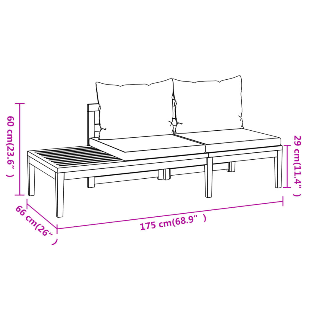 vidaXL 5 Piece Garden Lounge Set with Dark Grey Cushions Acacia Wood