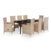 vidaXL 9 Piece Garden Dining Set with Cushions Beige