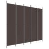 vidaXL 5-Panel Room Divider Brown 250x220 cm Fabric