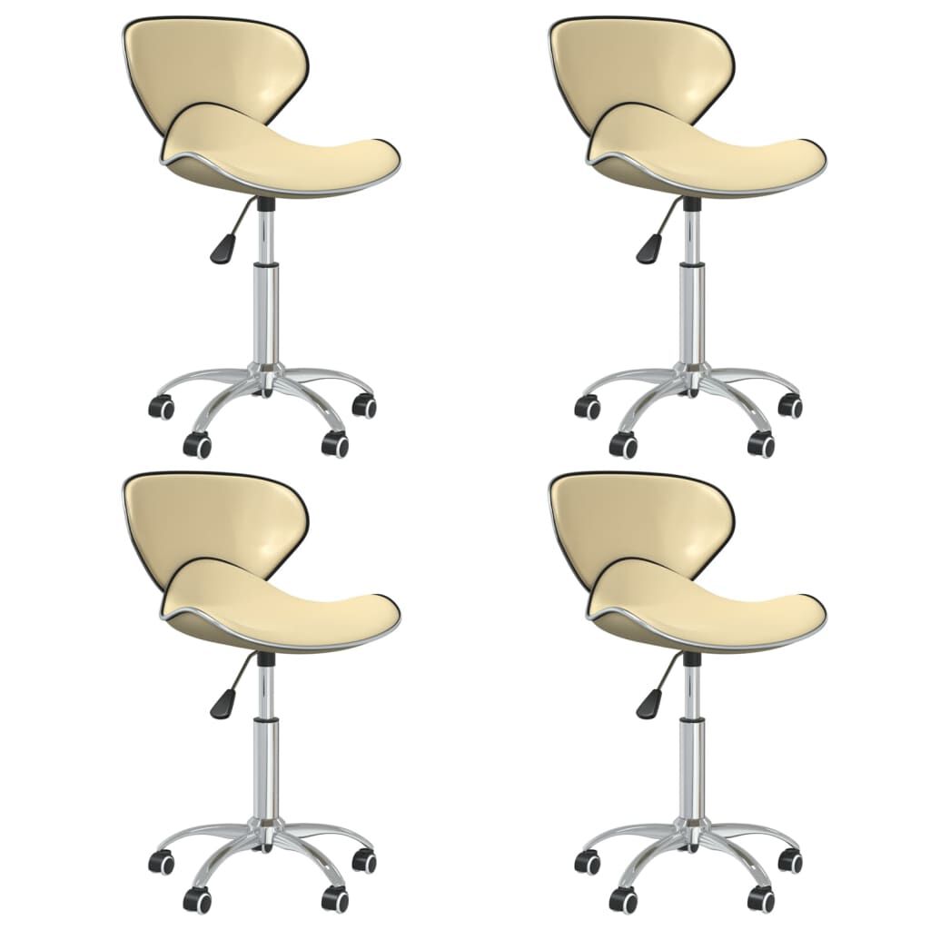 vidaXL Swivel Dining Chairs 4 pcs Cream Faux Leather