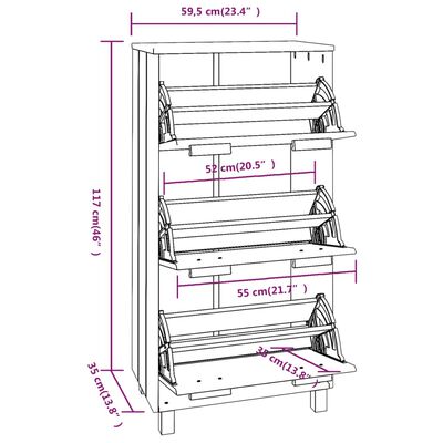 vidaXL Shoe Cabinet HAMAR White 59.5x35x117 cm Solid Wood Pine, white vidaXL Shoe Cabinet HAMAR White 59.5x35x117 cm Solid Wood Pine