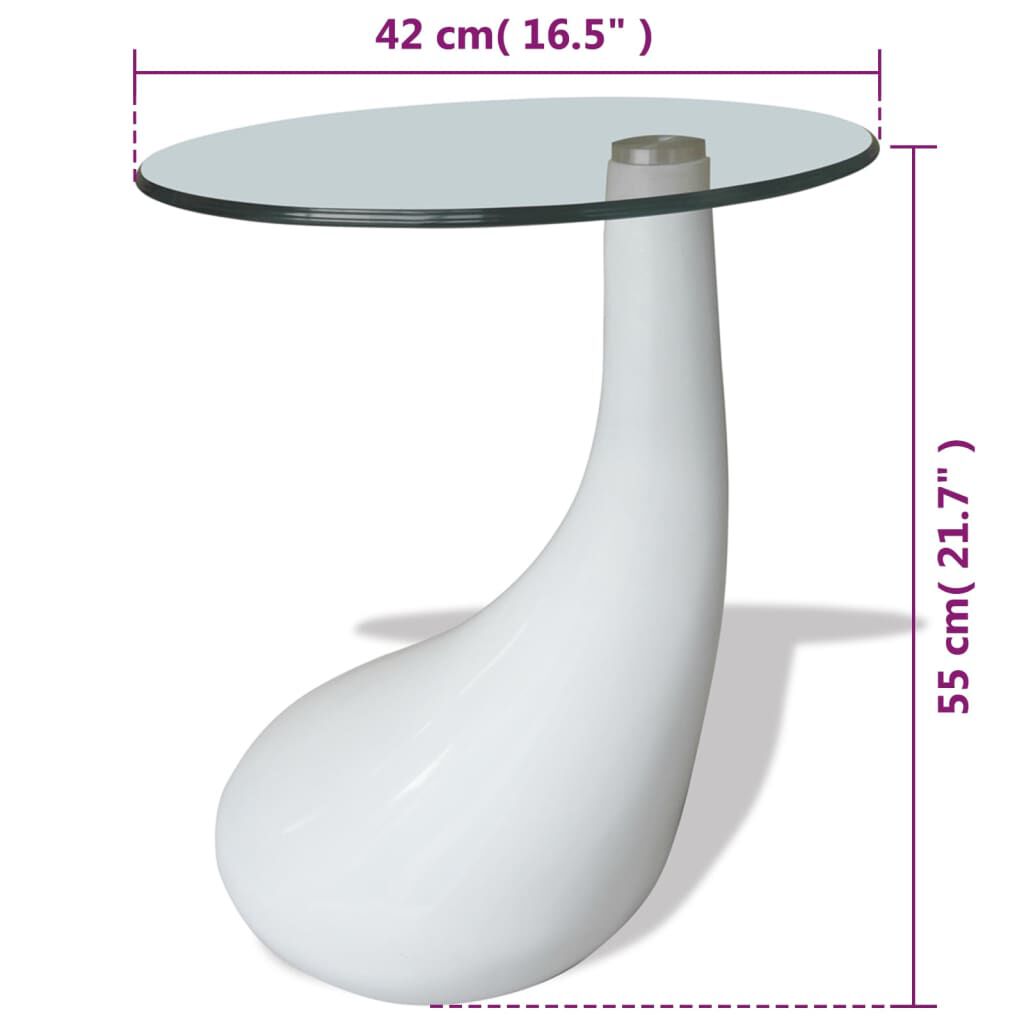 vidaXL Coffee Table with Round Glass Top High Gloss White