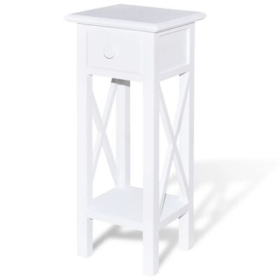 vidaXL Side Table with Drawer White