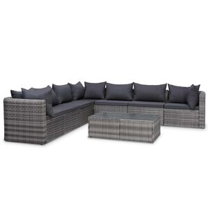 vidaXL 8 Piece Garden Lounge Set with Cushions Poly Rattan Grey