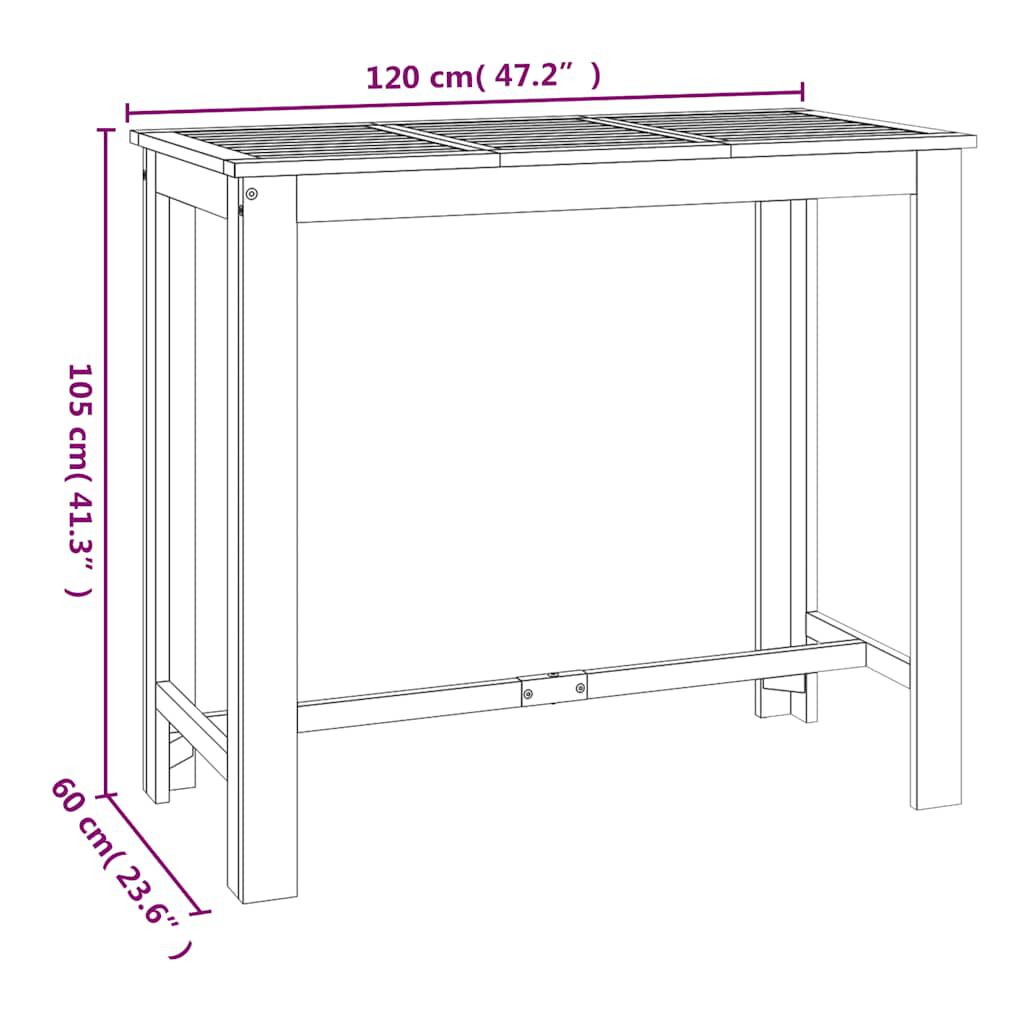 vidaXL Garden Bar Table 120x60x105 cm Solid Wood Acacia