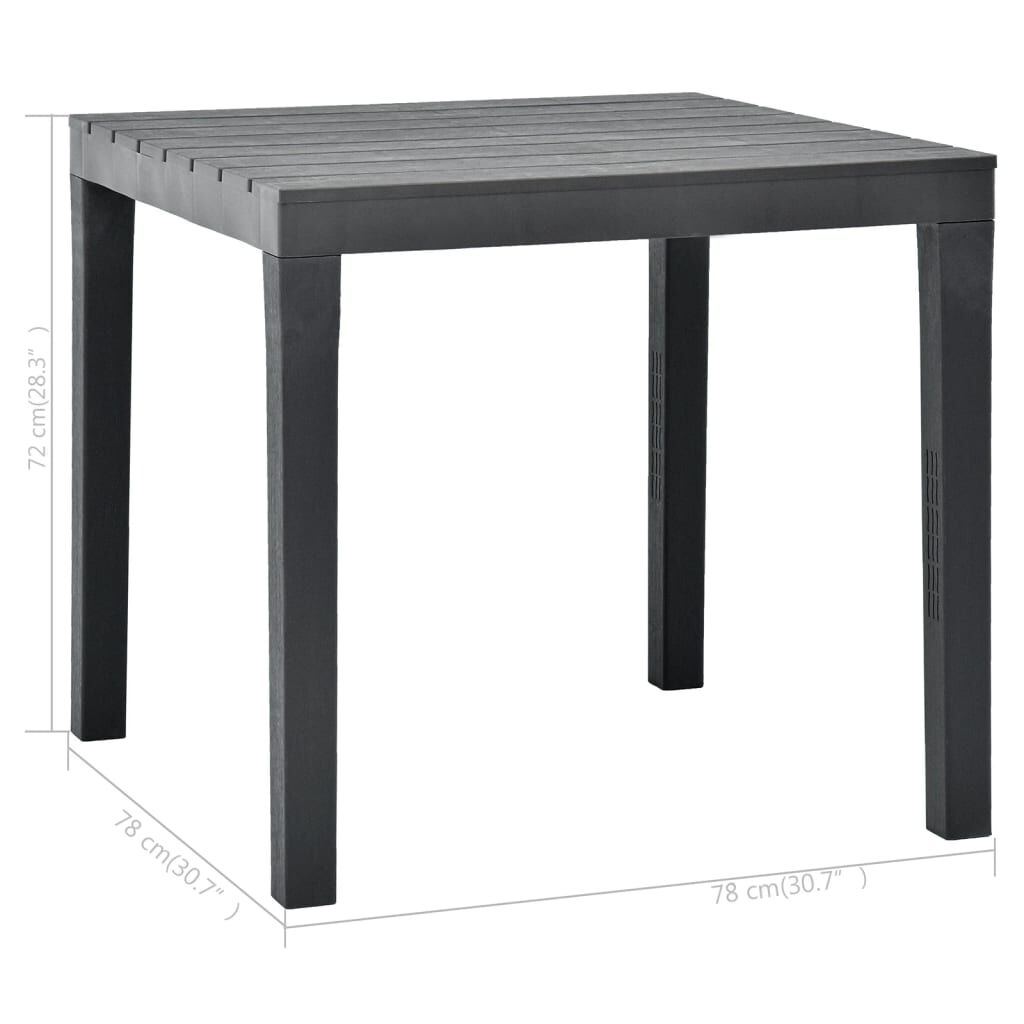 vidaXL Garden Table Anthracite 78x78x72 cm Plastic