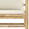 vidaXL 6 Piece Garden Lounge Set with Cream White Cushions Bamboo