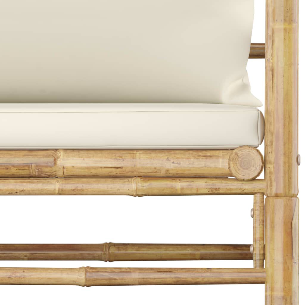 vidaXL 6 Piece Garden Lounge Set with Cream White Cushions Bamboo