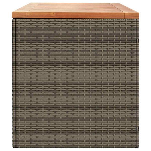 vidaXL Garden Storage Box Grey 220x50x54 cm Poly Rattan Acacia Wood