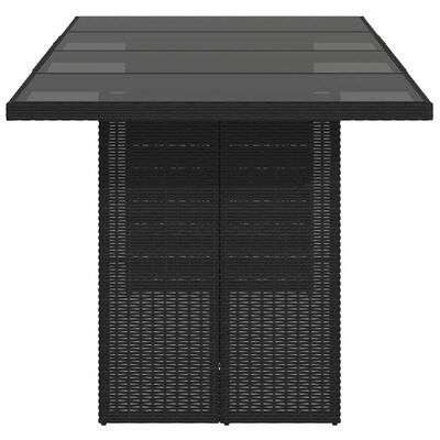 vidaXL Garden Table with Glass Top Black 190x80x74 cm Poly Rattan, black vidaXL Garden Table with Glass Top Black 190x80x74 cm Poly Rattan