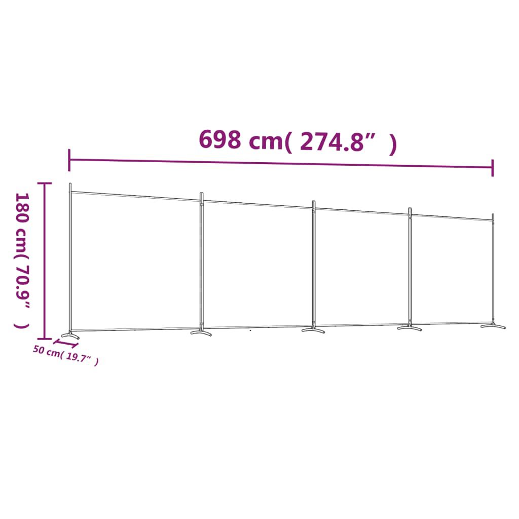 vidaXL 4-Panel Room Divider Anthracite 698x180 cm Fabric