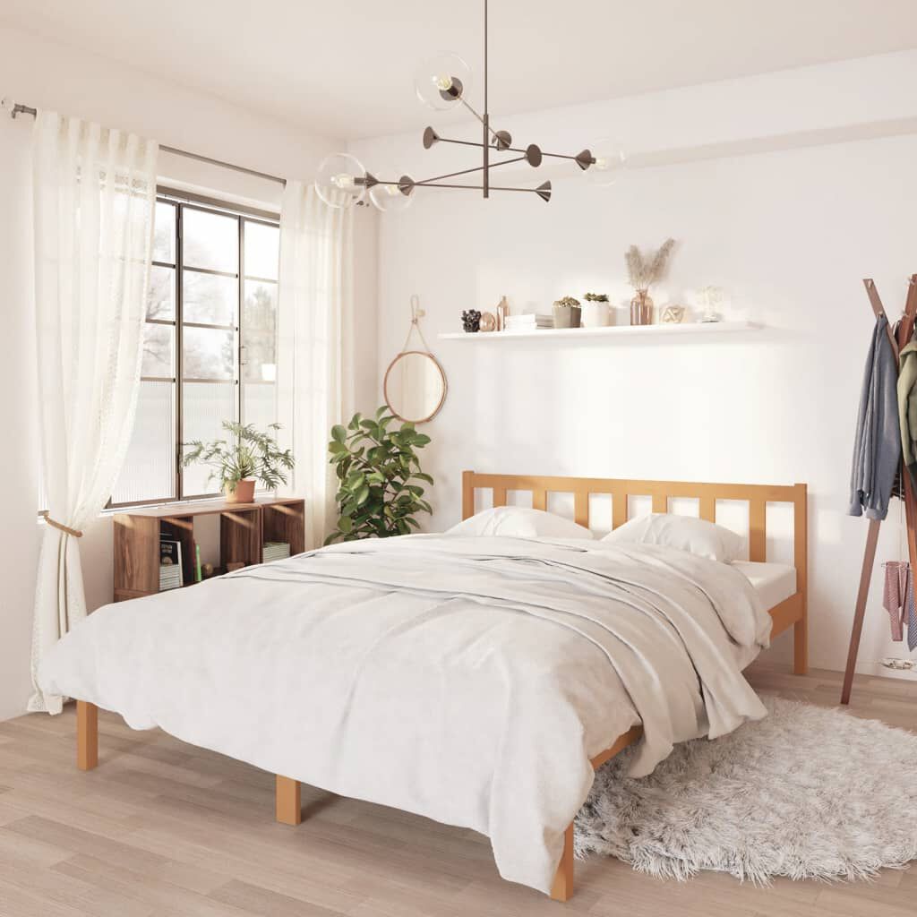vidaXL Bed Frame without Mattress Honey Brown Solid Wood 140x200 cm