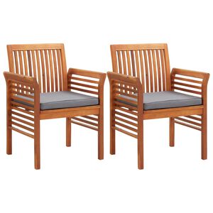 vidaXL Garden Dining Chairs with Cushions 2 pcs Solid Acacia Wood