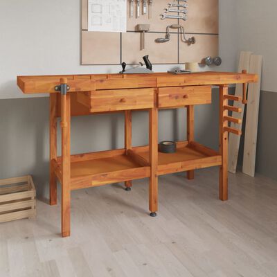 vidaXL Workbench with Drawers and Vices 162x62x83 cm Solid Wood Acacia,  vidaXL Workbench with Drawers and Vices 162x62x83 cm Solid Wood Acacia