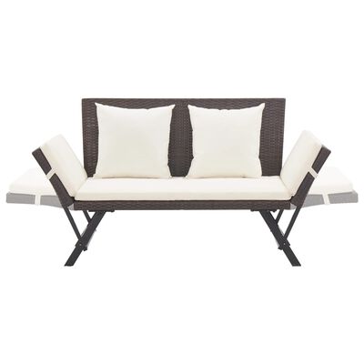 vidaXL Garden Bench with Cushions 176 cm Brown Poly Rattan, brown vidaXL Garden Bench with Cushions 176 cm Brown Poly Rattan